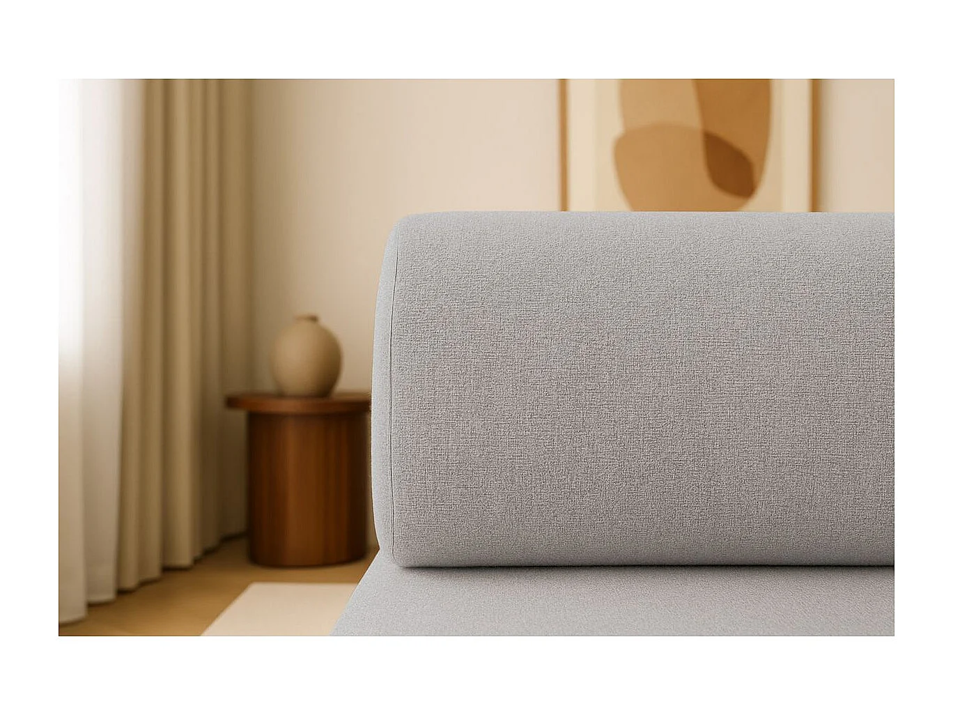 Méridienne modulable et convertible - Tissu lisse - Gris clair