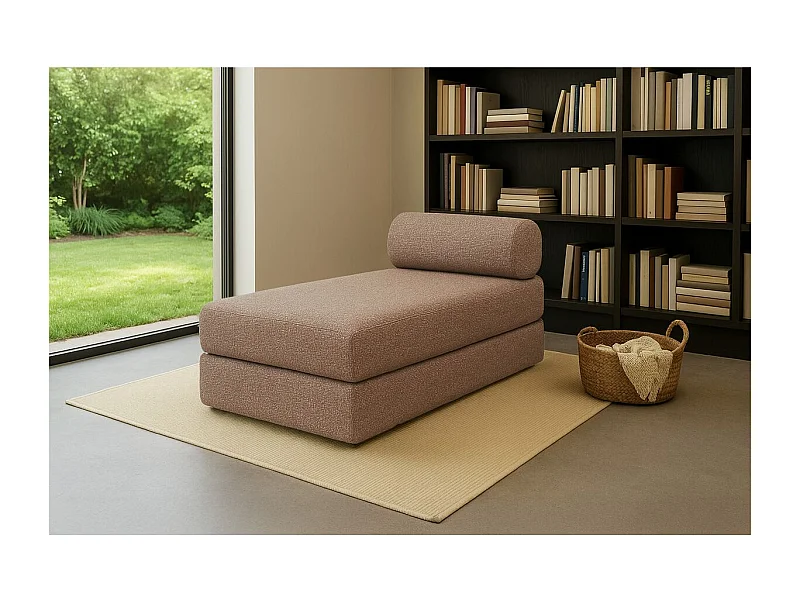 Méridienne modulable et convertible - Tissu tweed - Marron