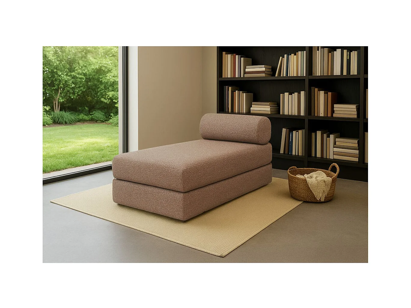 Méridienne modulable et convertible - Tissu tweed - Marron