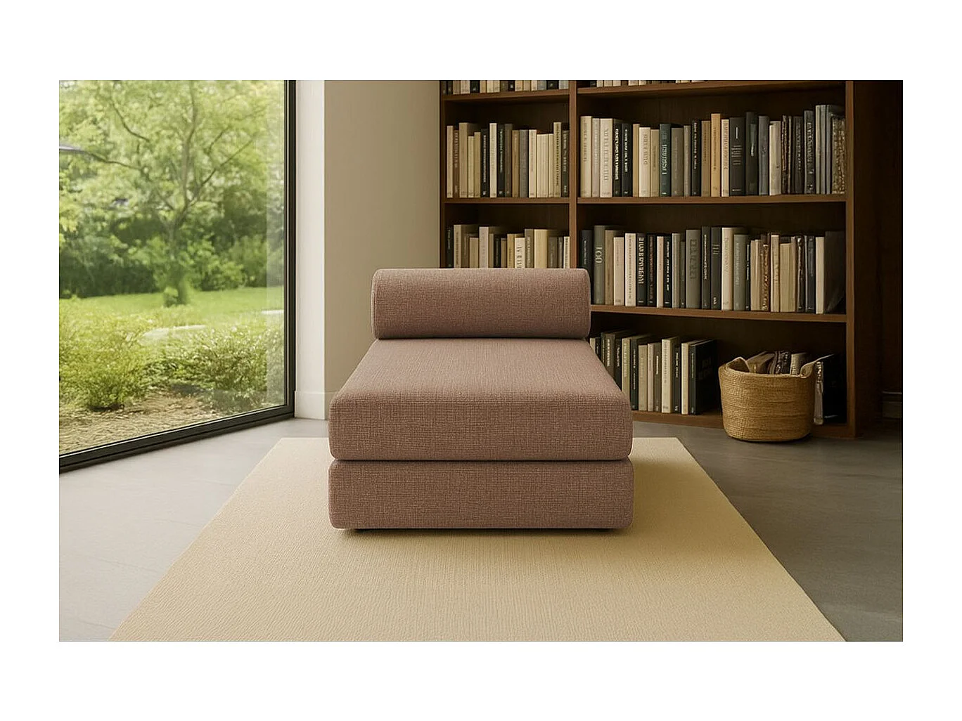 Méridienne modulable et convertible - Tissu tweed - Marron