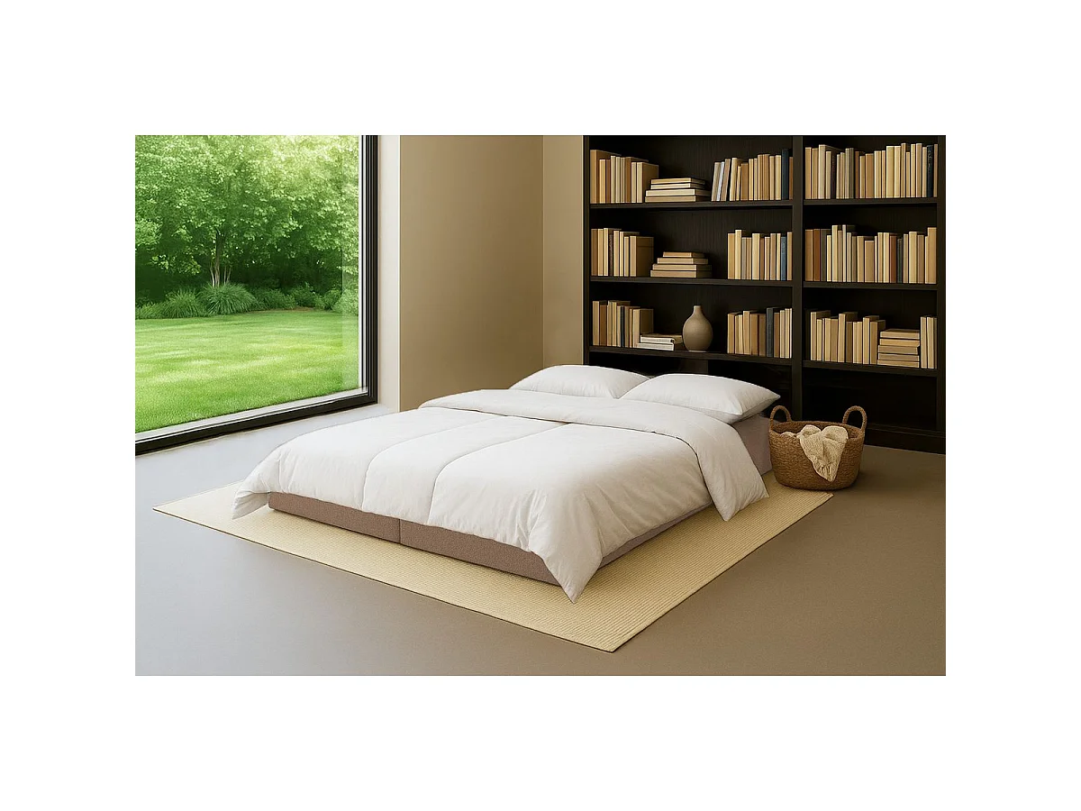 Méridienne modulable et convertible - Tissu tweed - Marron