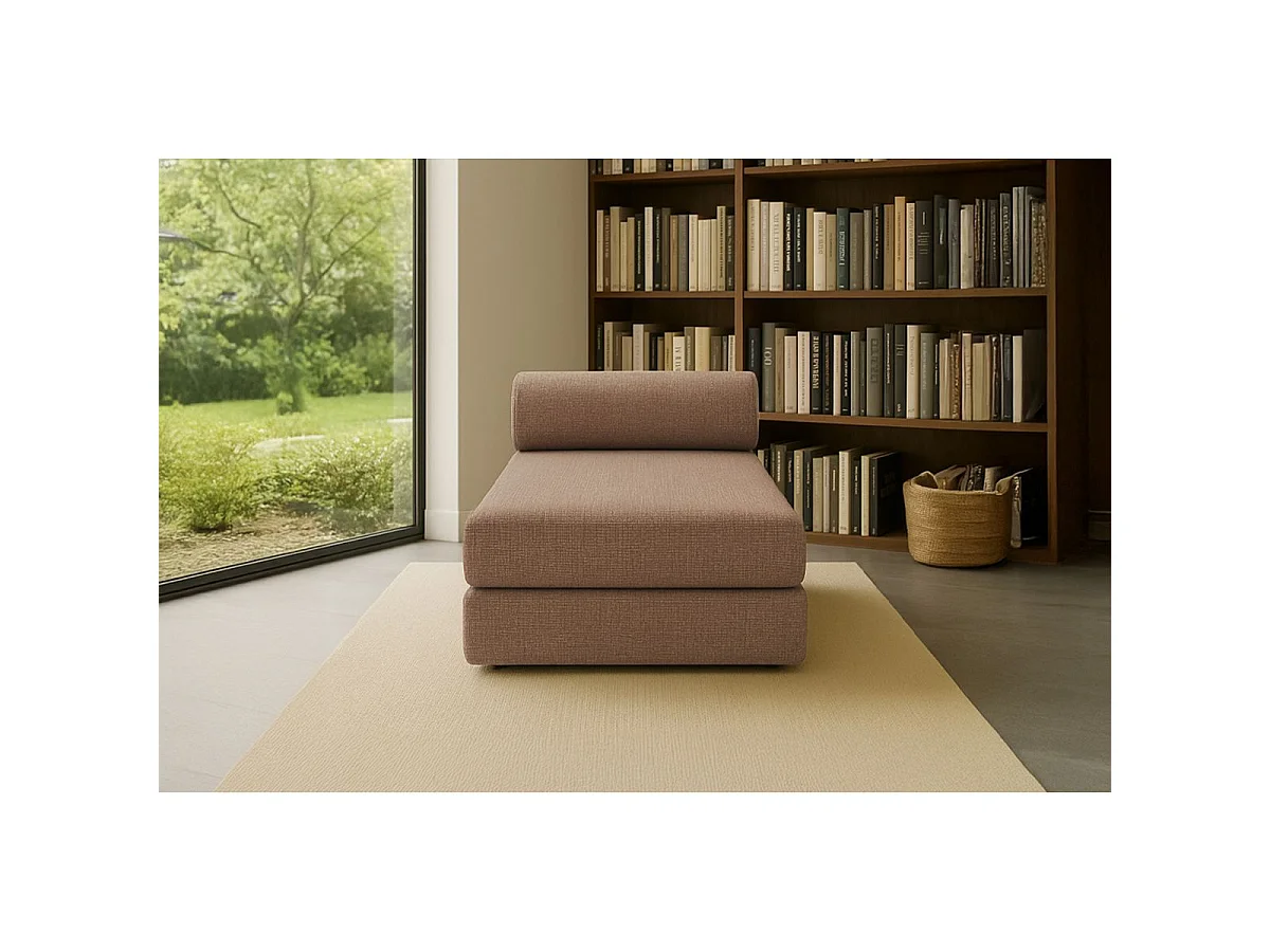 Méridienne modulable et convertible - Tissu tweed - Marron