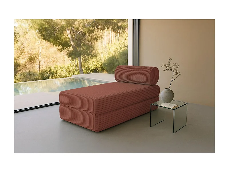 Méridienne modulable et convertible - Velours côtelé XL - Terracotta