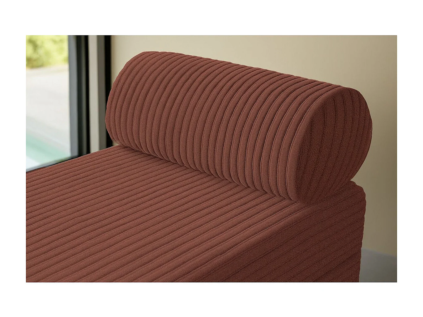 Méridienne modulable et convertible - Velours côtelé XL - Terracotta