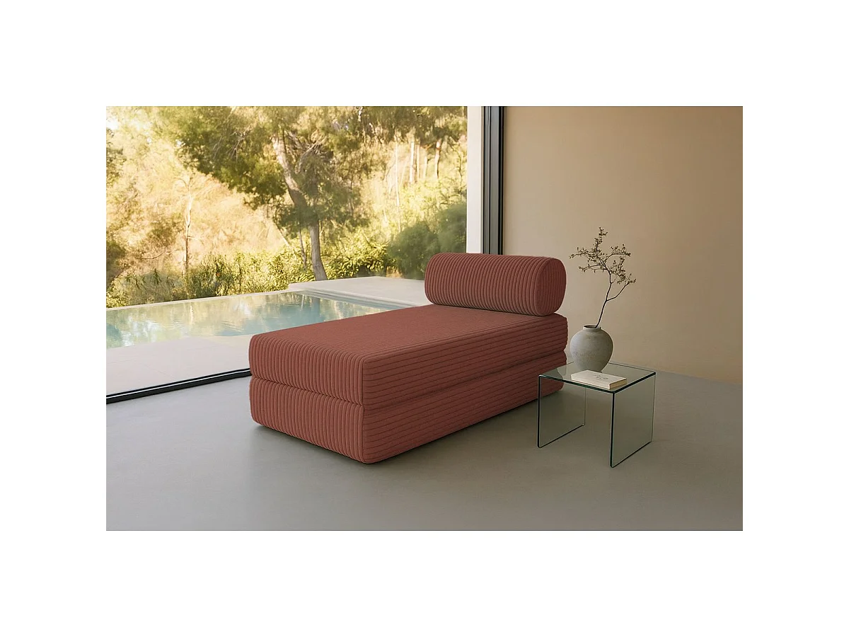 Méridienne modulable et convertible - Velours côtelé XL - Terracotta