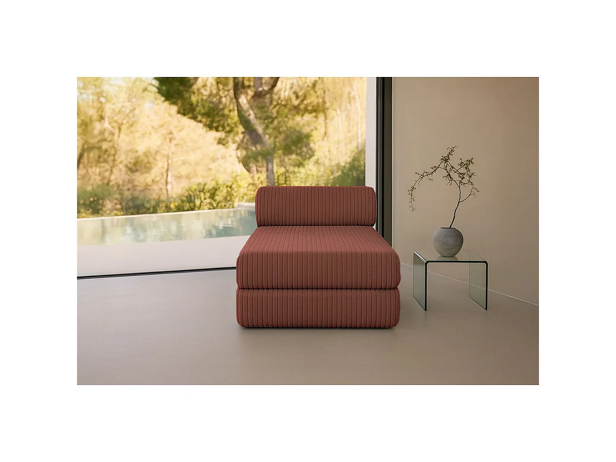 Méridienne modulable et convertible - Velours côtelé XL - Terracotta