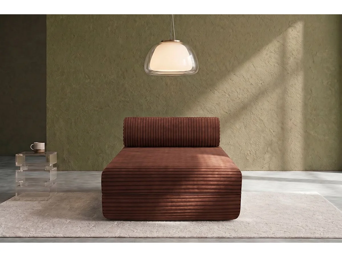Méridienne modulable et convertible - Velours côtelé XL - Terracotta