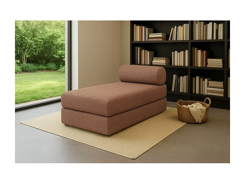 Méridienne modulable et convertible - Tissu tweed - Rouge