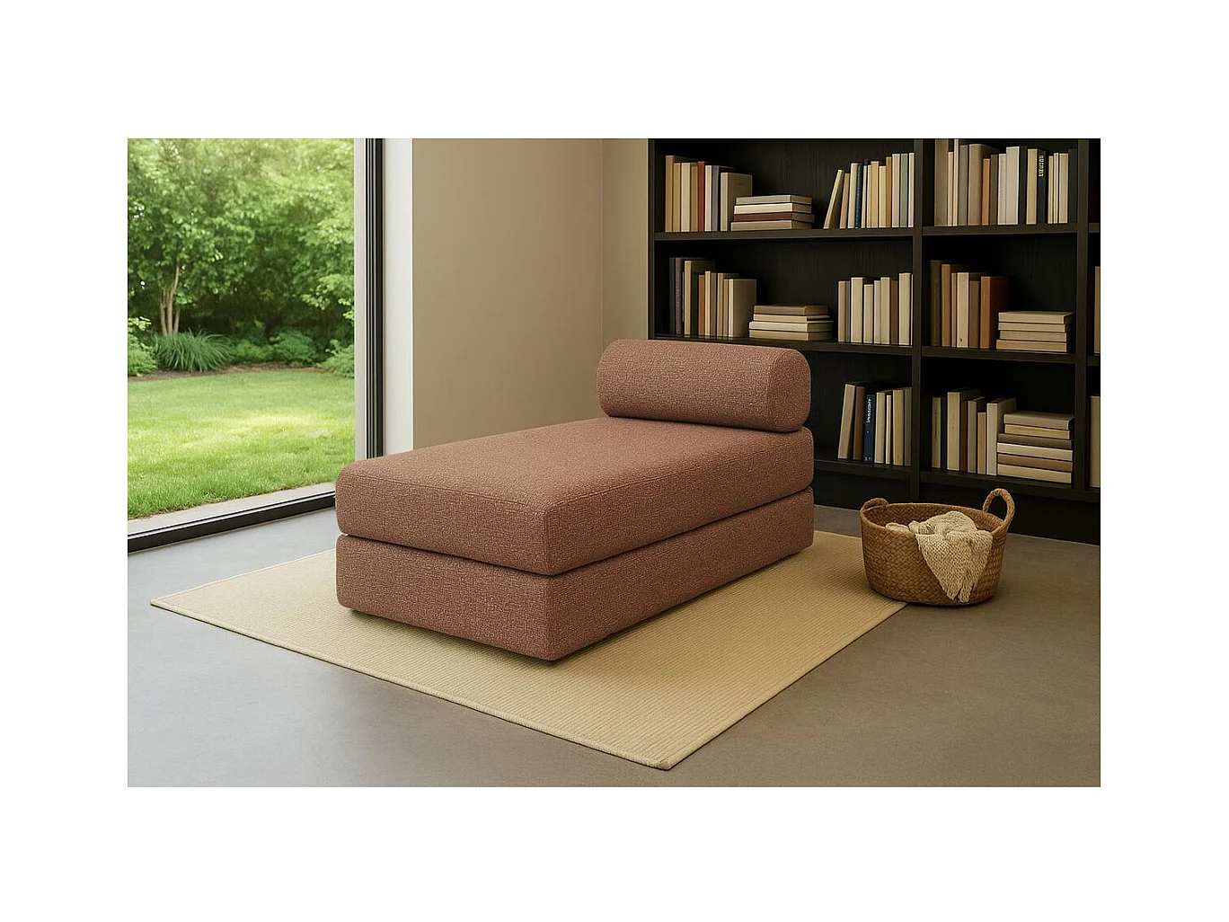 Méridienne modulable et convertible - Tissu tweed - Rouge