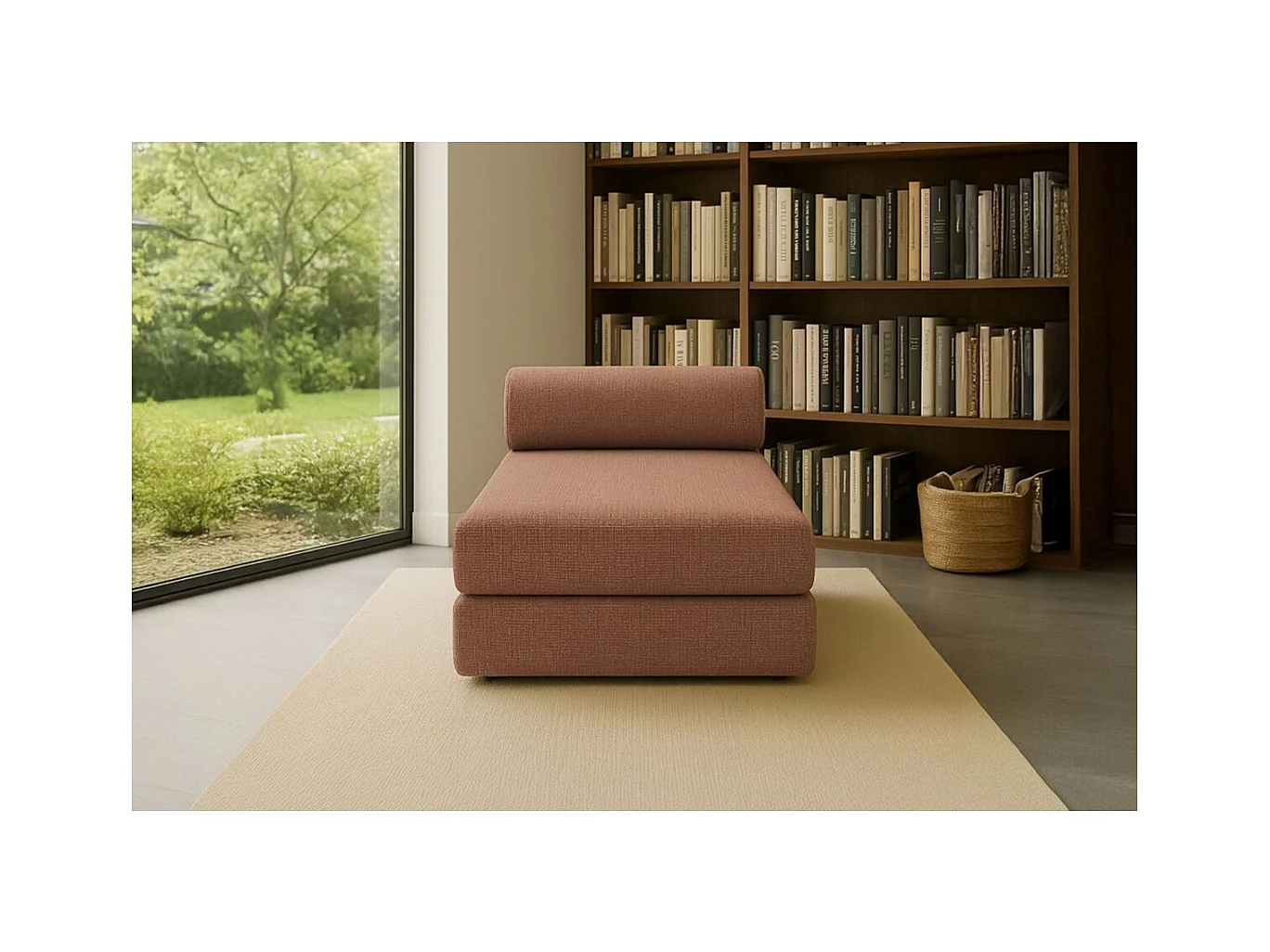 Méridienne modulable et convertible - Tissu tweed - Rouge