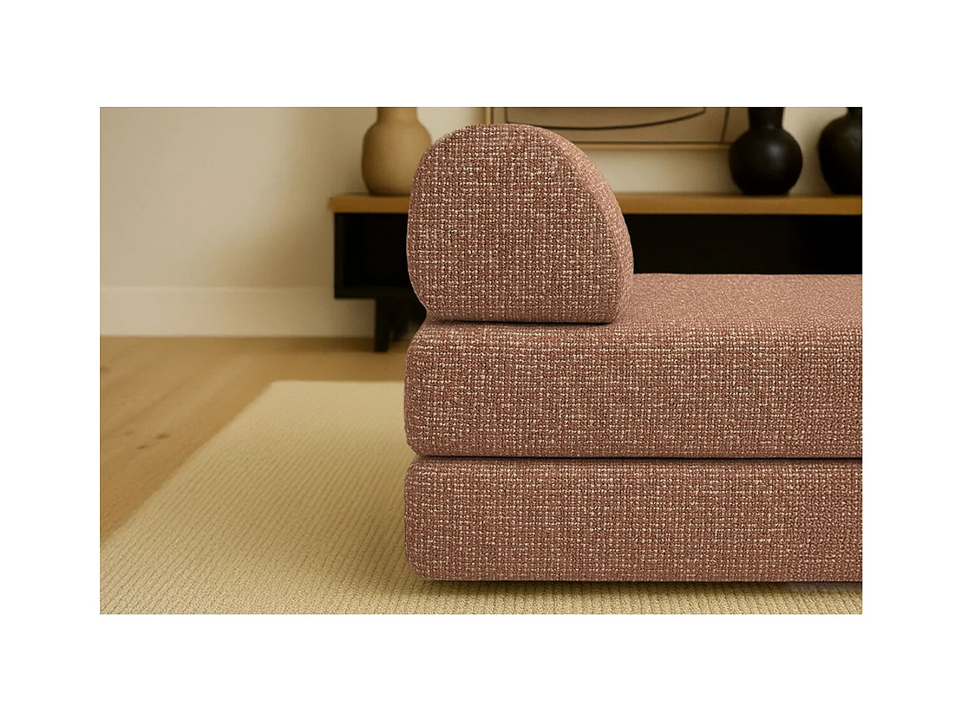 Méridienne modulable et convertible - Tissu tweed - Rouge