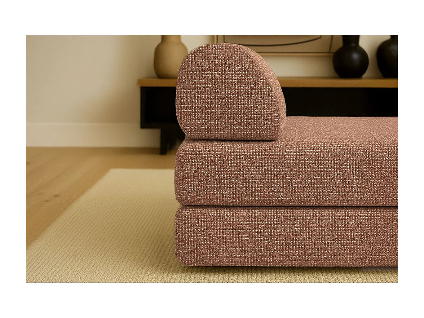 Méridienne modulable et convertible - Tissu tweed - Rouge