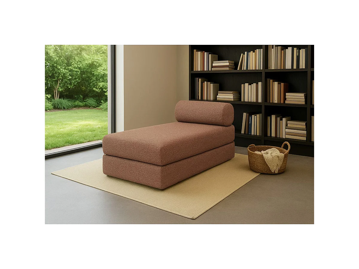 Méridienne modulable et convertible - Tissu tweed - Rouge