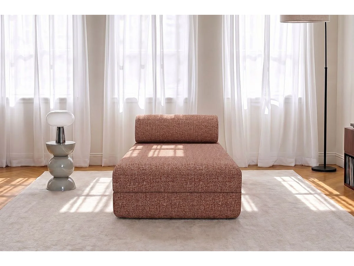 Méridienne modulable et convertible - Tissu tweed - Rouge