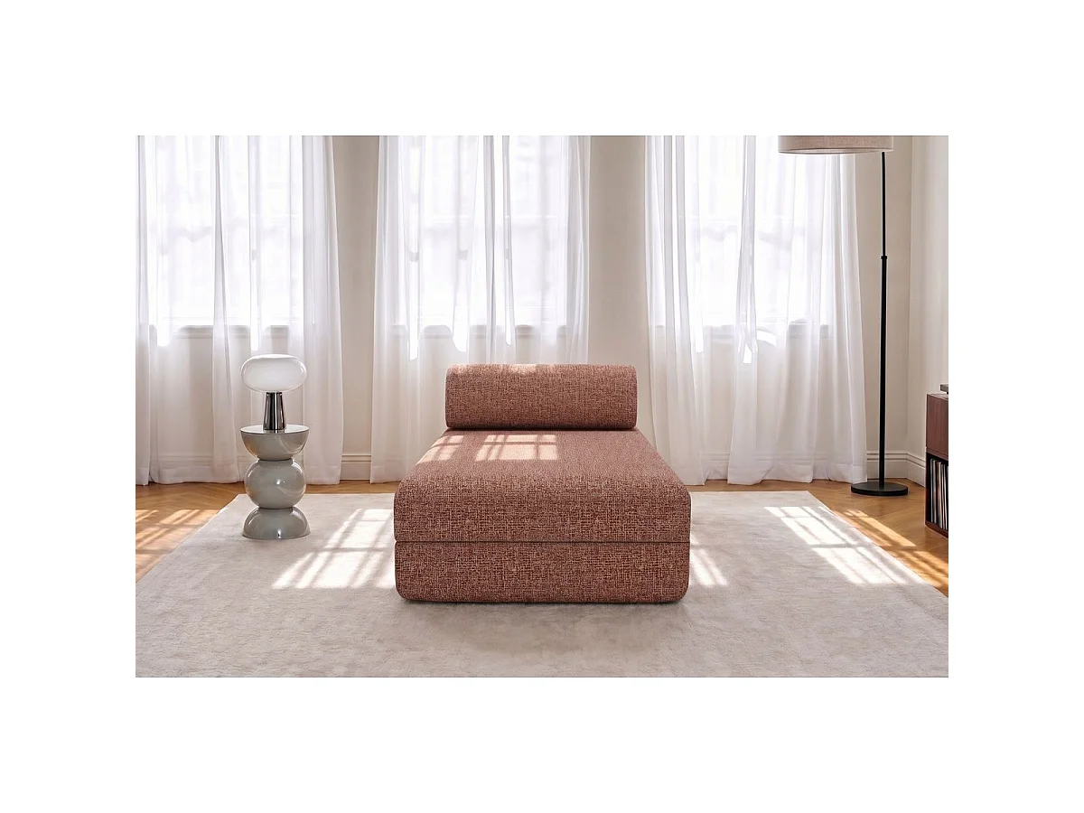Chaise longue convertible de tweed rojo