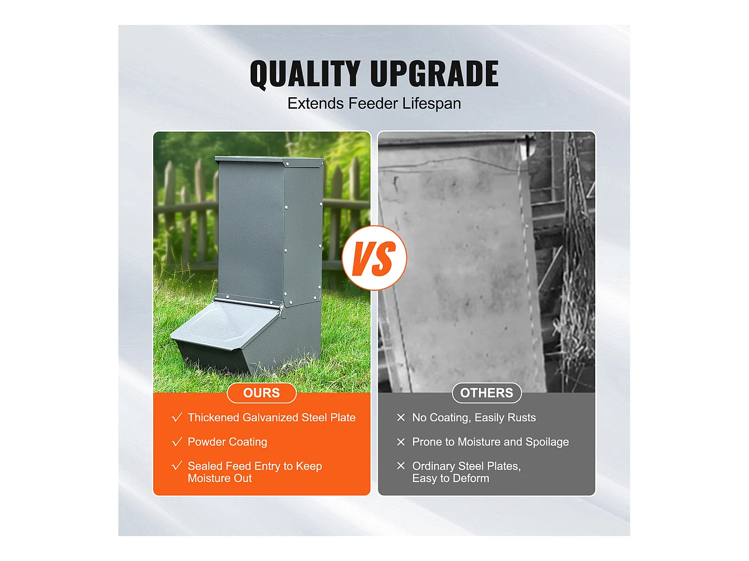 Mangeoire à Porcs SucceBuy, 77 L, Double Porte en Métal Pouvant Accueillir Jusqu'à 5 Porcs