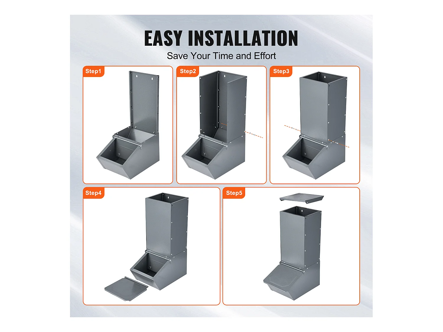 Mangeoire à Porcs SucceBuy, 77 L, Double Porte en Métal Pouvant Accueillir Jusqu'à 5 Porcs