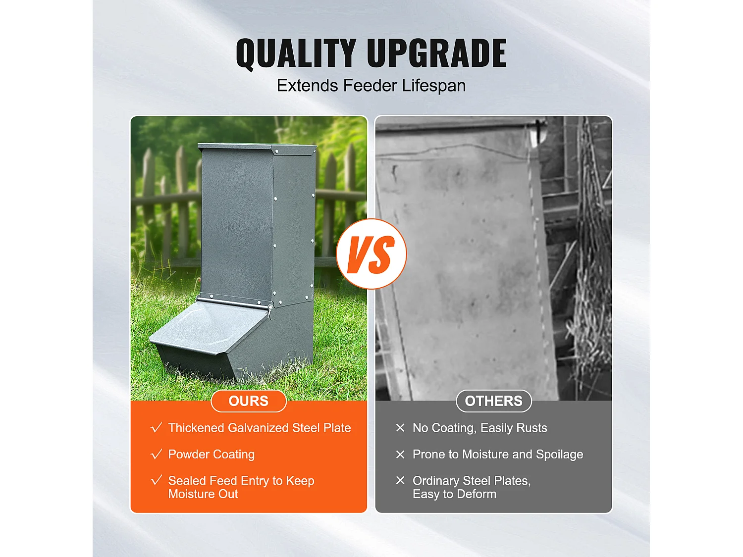 Mangeoire à Porcs SucceBuy, 77 L, Double Porte en Métal Pouvant Accueillir Jusqu'à 5 Porcs