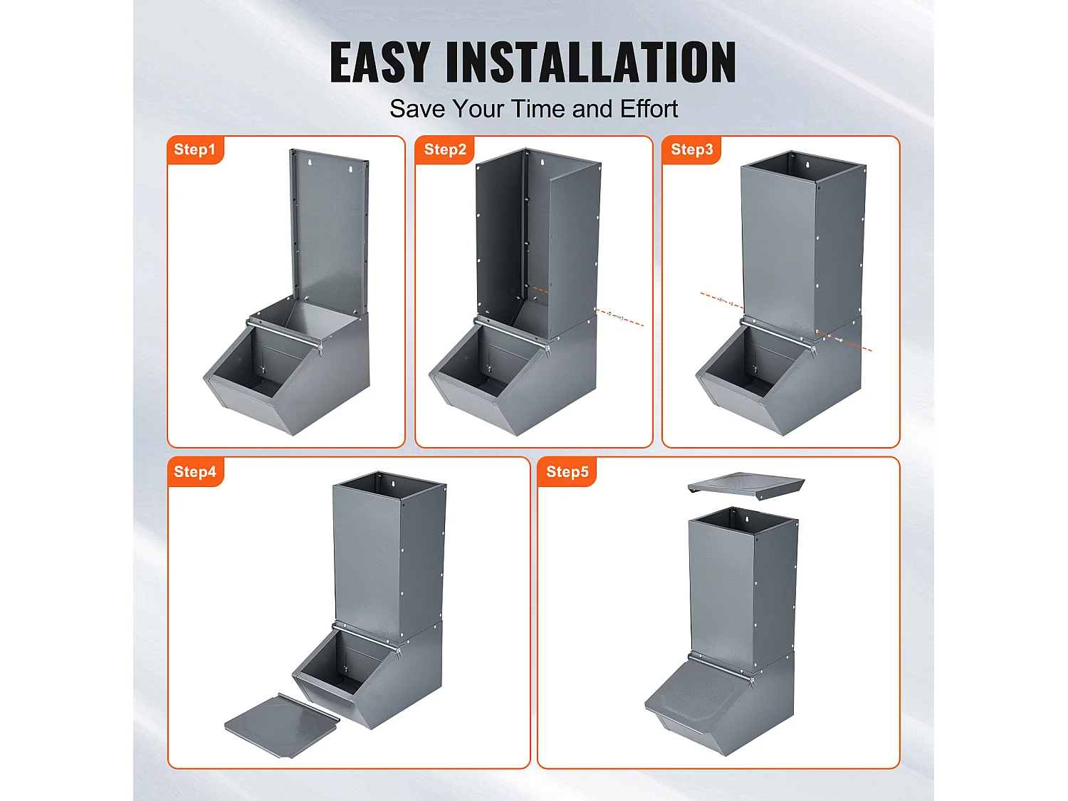 Mangeoire à Porcs SucceBuy, 77 L, Double Porte en Métal Pouvant Accueillir Jusqu'à 5 Porcs