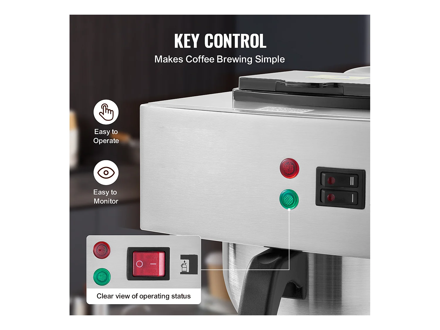 Cafetera de Filtro SucceBuy Comercial 12 Tazas, Carafes Térmicas para Restaurante, Oficina