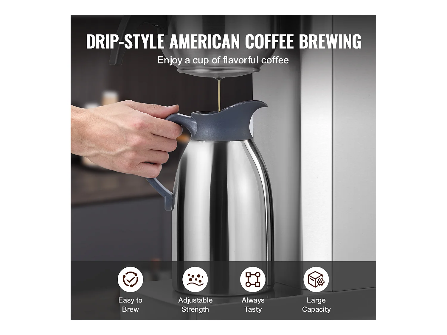 Cafetera de Filtro SucceBuy Comercial 12 Tazas, Carafes Térmicas para Restaurante, Oficina