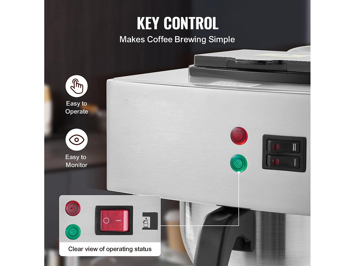 Cafetière à Filtre SucceBuy Commerciale 12 Tasses, Carafe Thermique pour Restaurant, Bureau