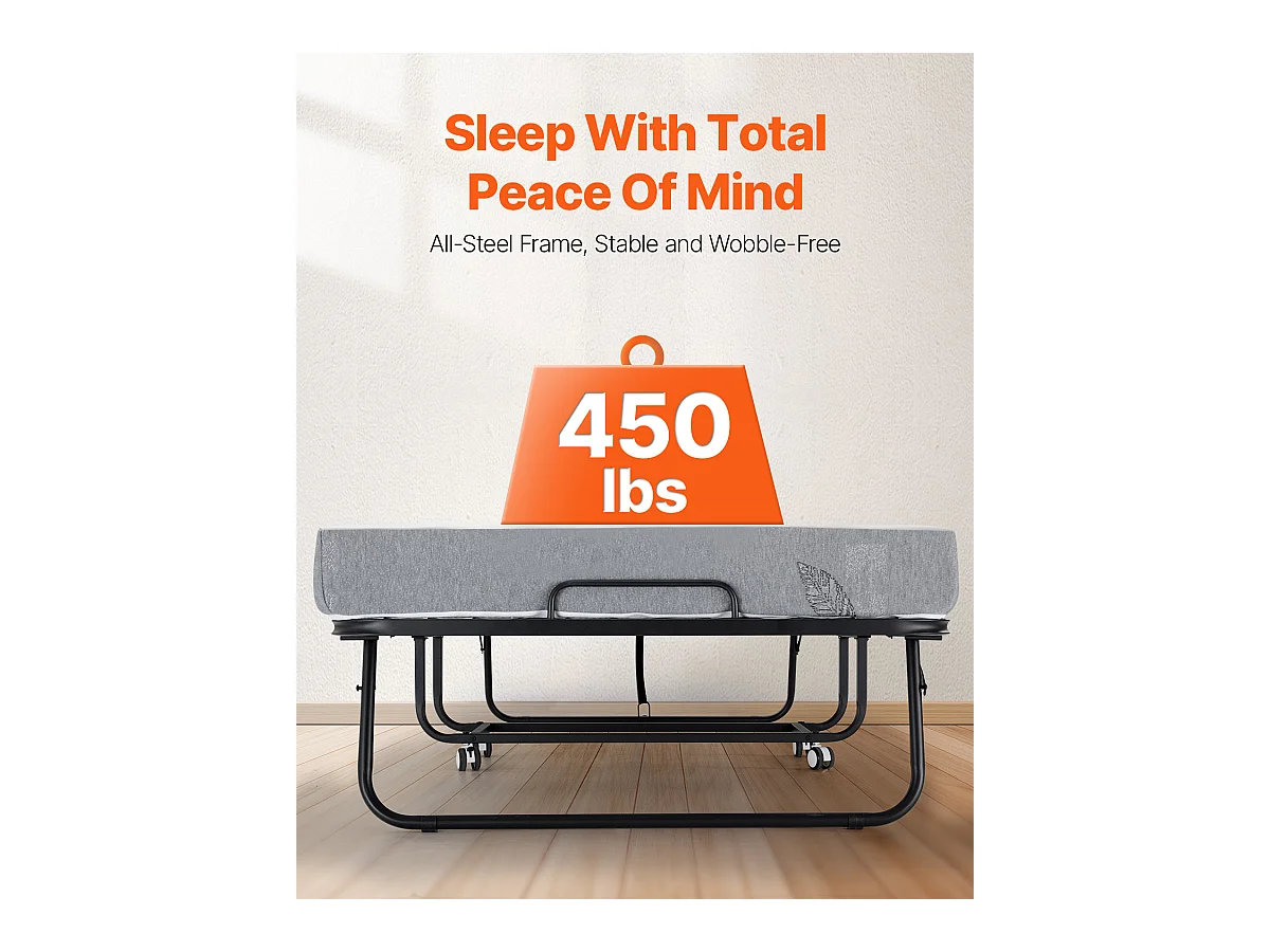 Lit d'Appoint SucceBuy, Lit Pliant avec Matelas en Mousse de 13 cm pour Adultes et Invités