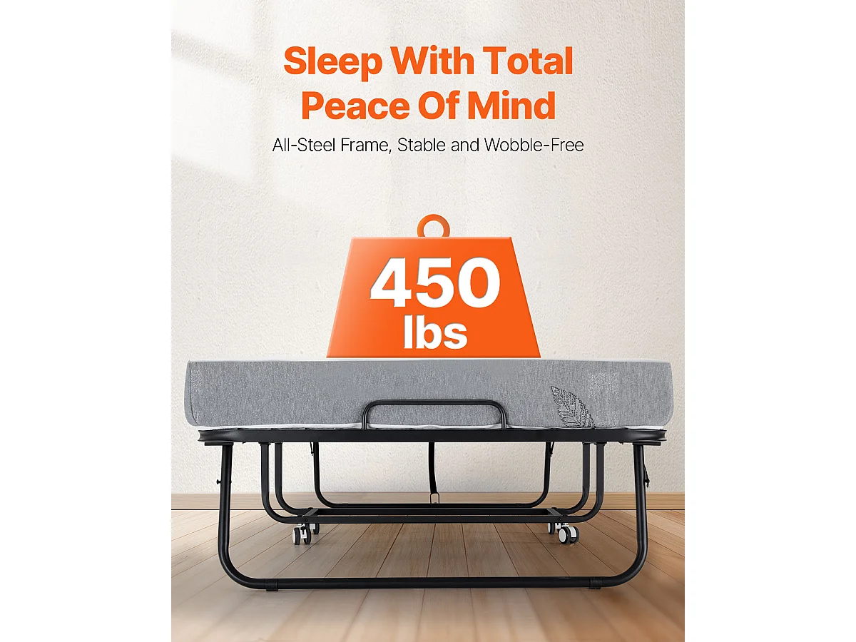 Extra Bed SucceBuy, Opvouwbaar Bed met 13 cm Dikke Schuimmatras voor Volwassenen en Gasten