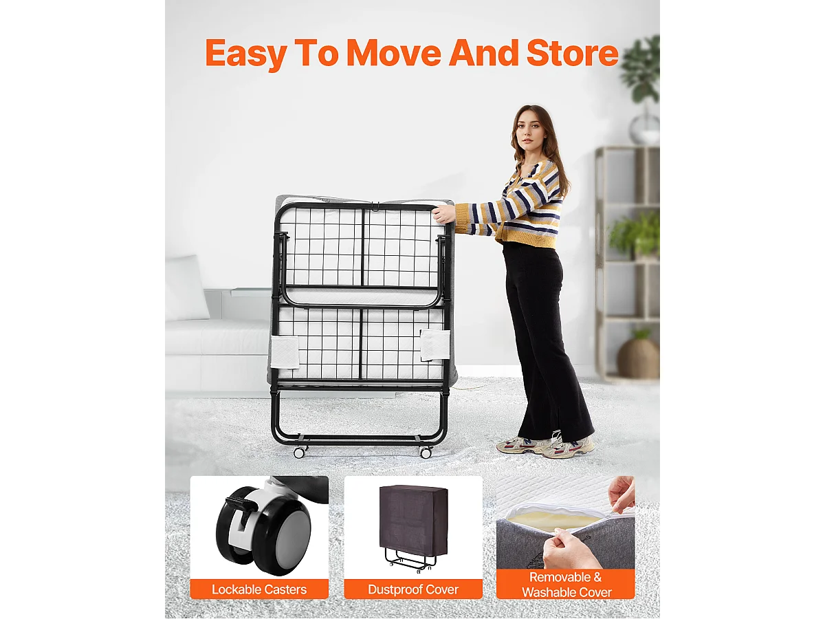 Zusatzbett SucceBuy, Klappbett mit 13 cm Schaumstoffmatratze für Erwachsene und Gäste