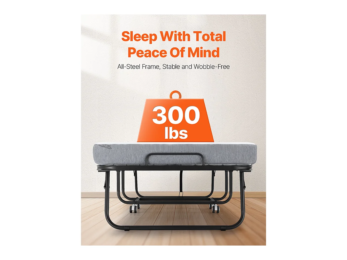 Lit d'Appoint SucceBuy, Lit Pliant avec Matelas en Mousse de 10 cm pour Adultes et Invités