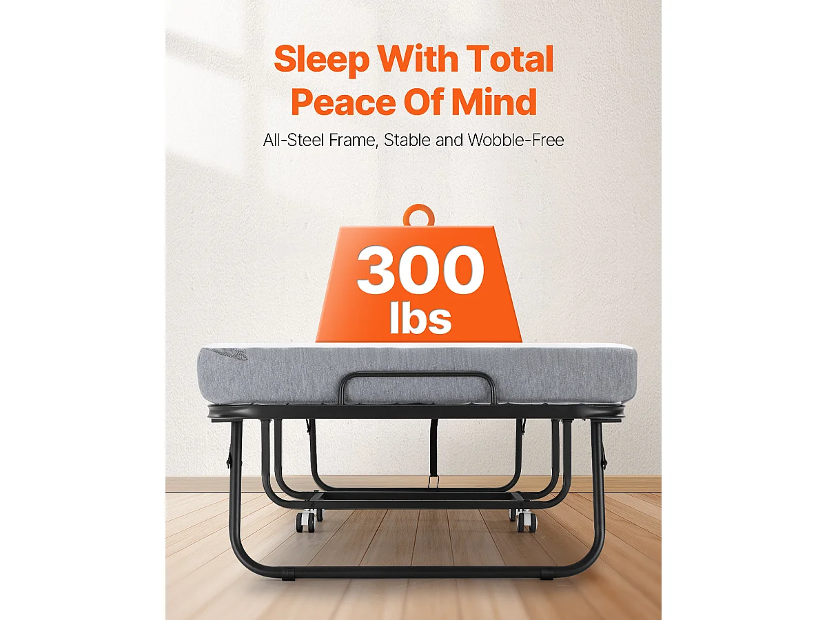 Extra Bed SucceBuy, Opvouwbaar Bed met 10 cm Dikke Schuimmatras voor Volwassenen en Gasten