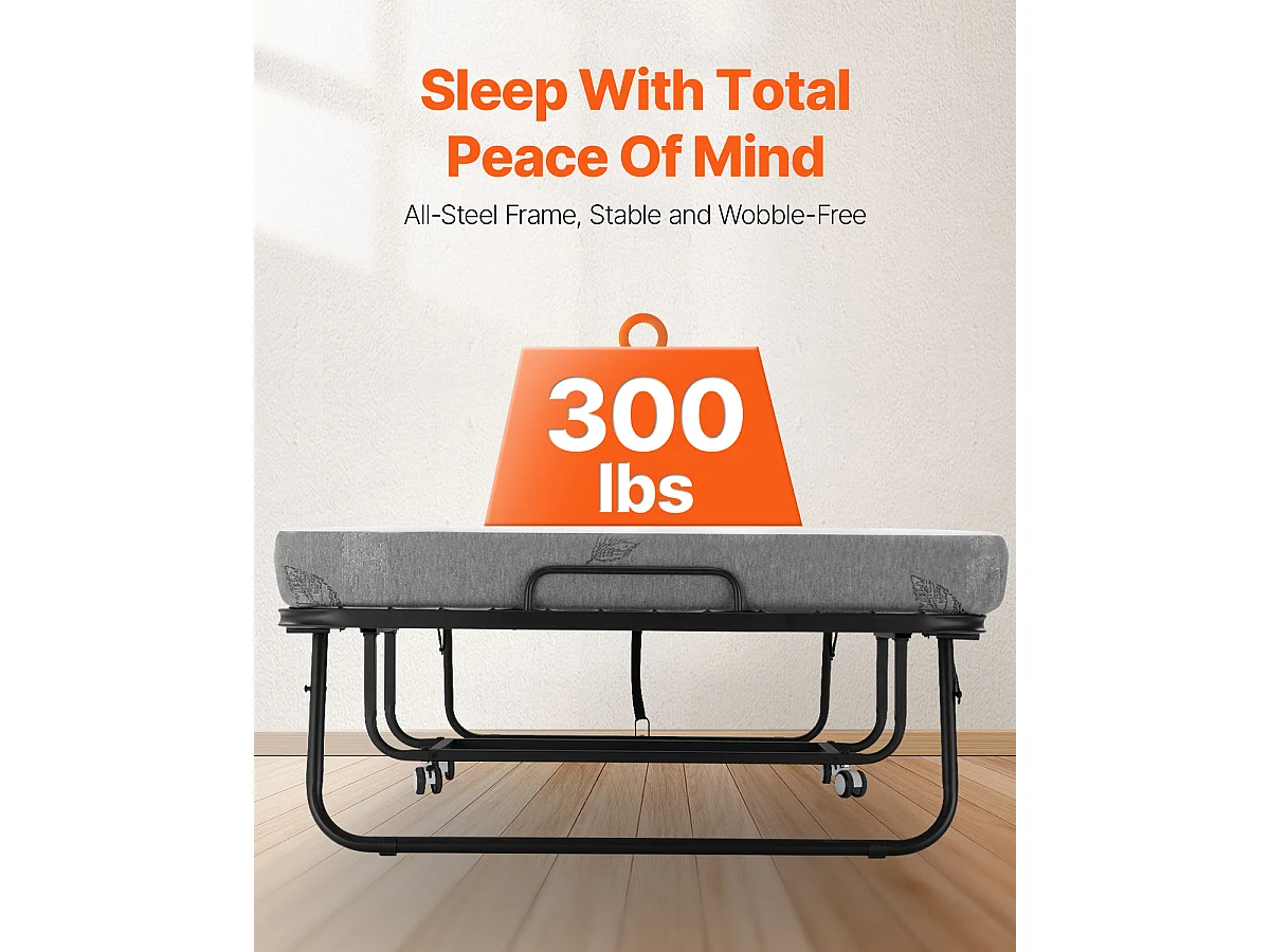 Lit d'Appoint double SucceBuy, Lit Pliant avec Matelas en Mousse de 10 cm pour Les Invités