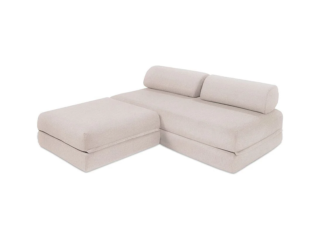 Canapé d'angle de jardin modulable et convertible 4 places - Tissu imperméable - Gris