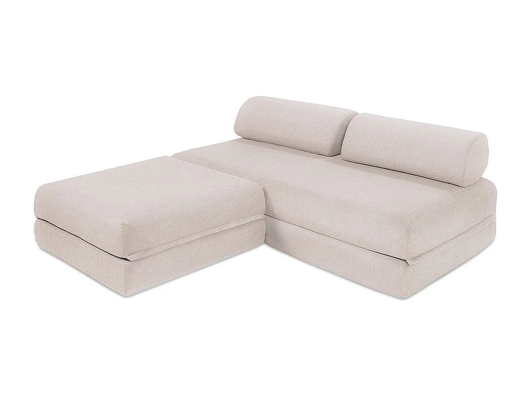 Canapé d'angle de jardin modulable et convertible 4 places - Tissu imperméable - Gris