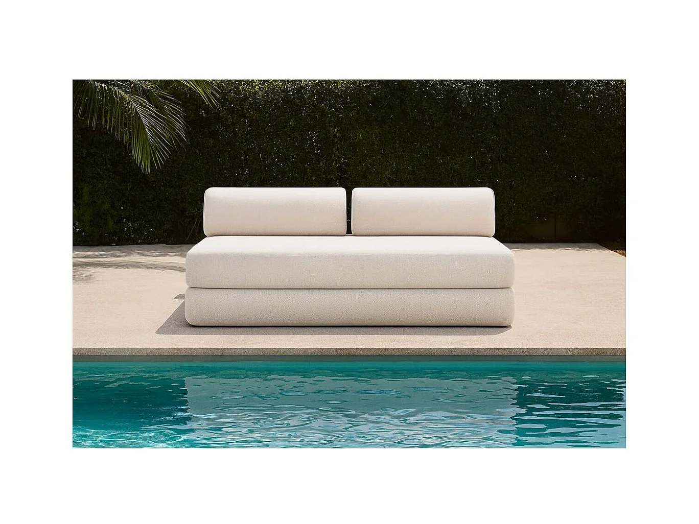 Canapé droit de jardin modulable et convertible 3 places - Tissu imperméable - Gris