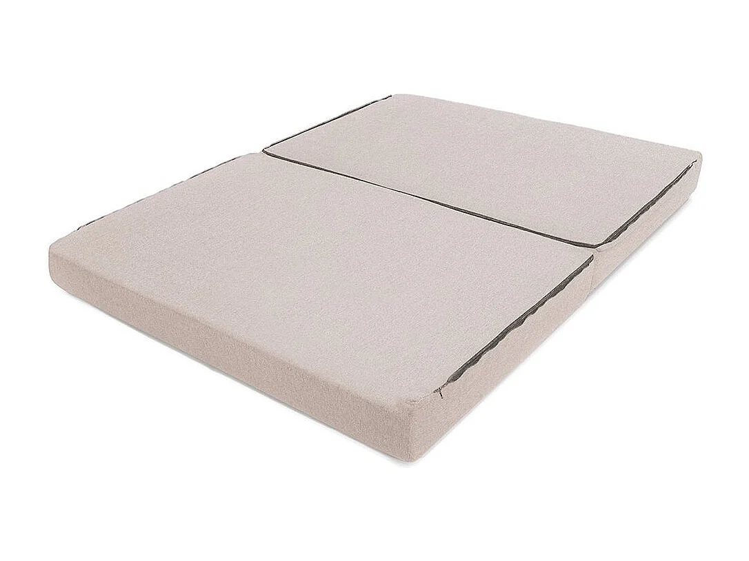 Canapé droit de jardin modulable et convertible 2 places - Tissu imperméable - Beige clair