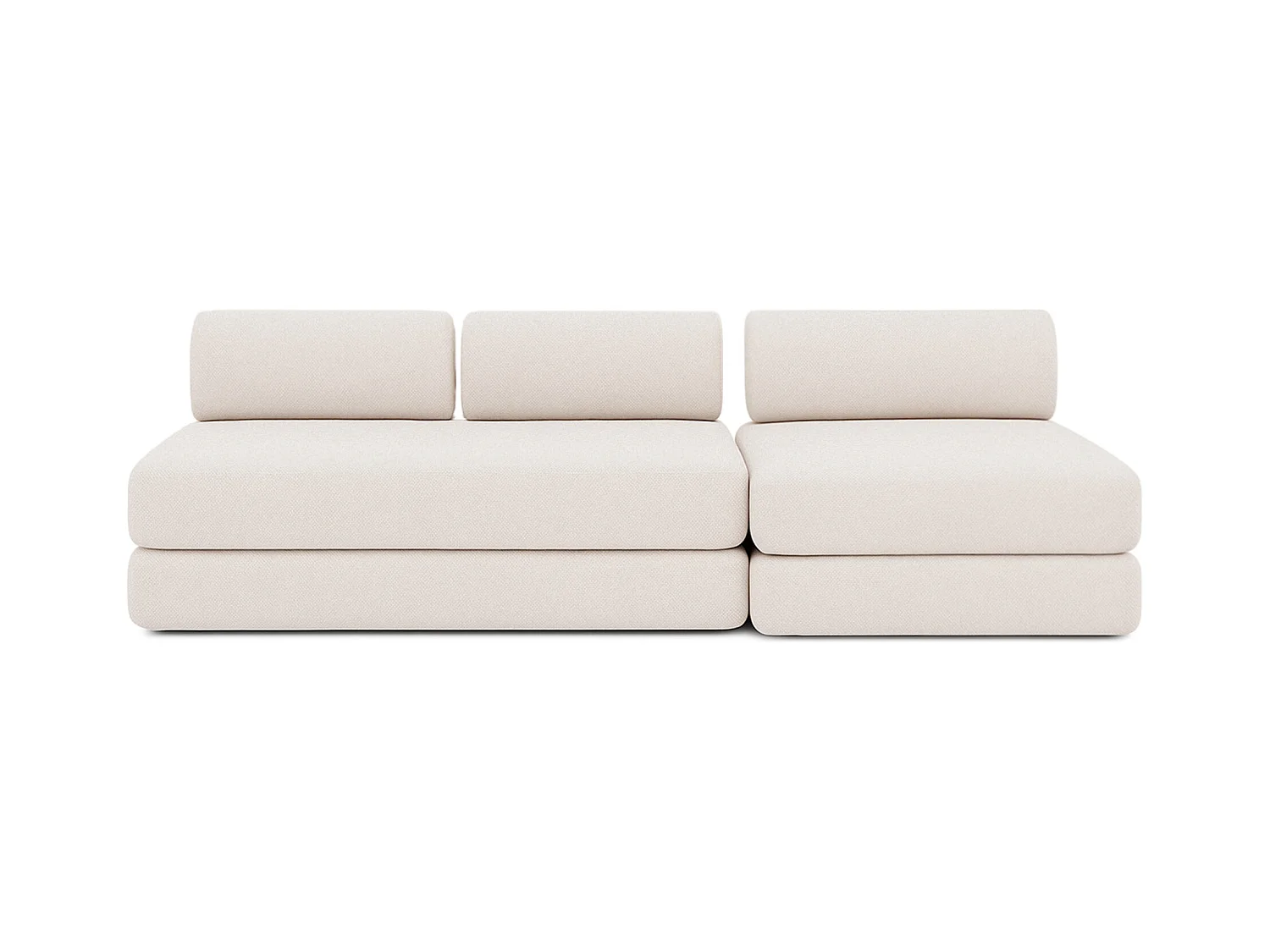 Canapé droit de jardin modulable et convertible 4 places - Tissu imperméable - Gris