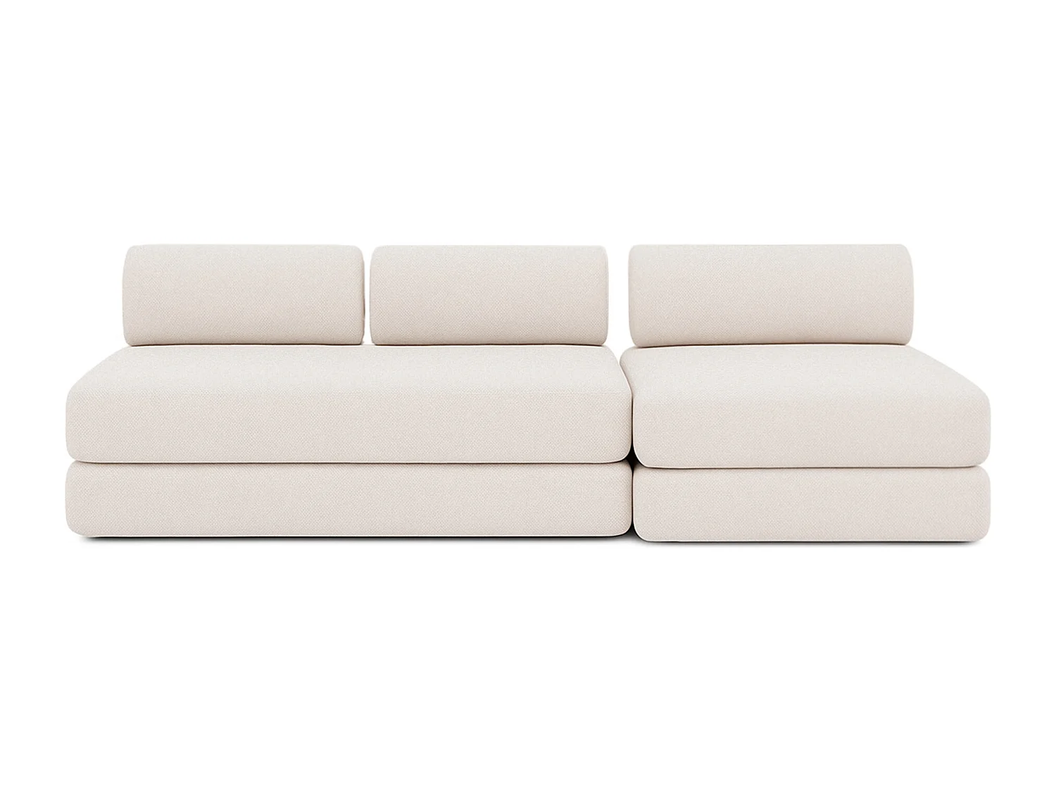 Canapé droit de jardin modulable et convertible 4 places - Tissu imperméable - Gris