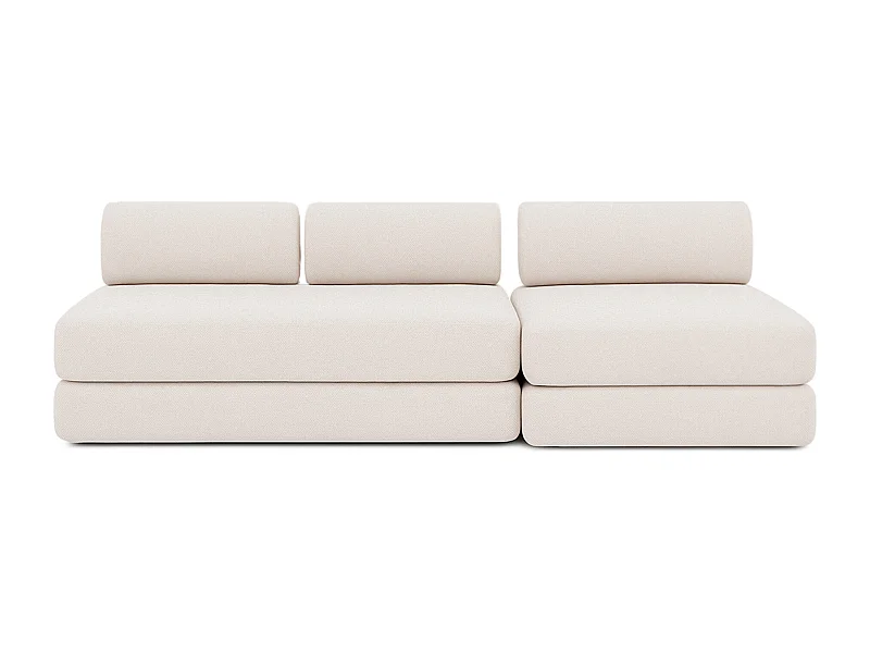 Canapé droit de jardin modulable et convertible 4 places - Tissu imperméable - Gris