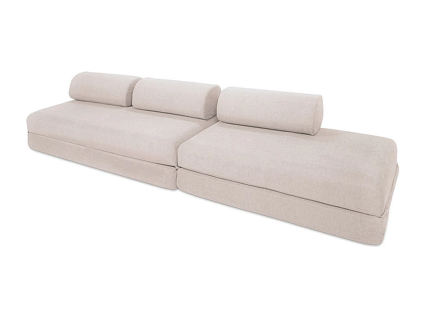 Canapé droit de jardin modulable et convertible 5 places - Tissu imperméable - Gris