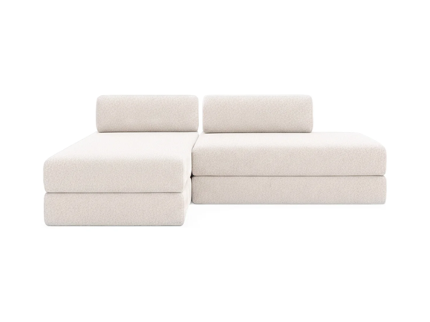 Canapé d'angle de jardin modulable et convertible 5 places - Tissu imperméable - Gris