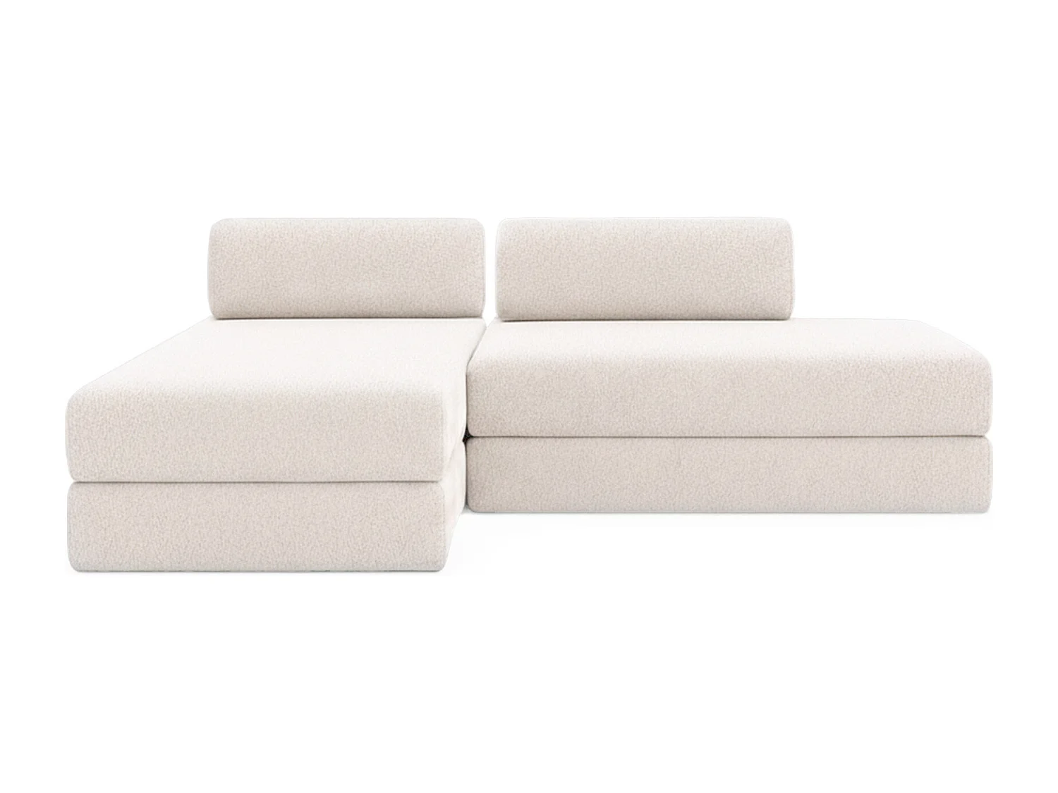 Canapé d'angle de jardin modulable et convertible 5 places - Tissu imperméable - Gris