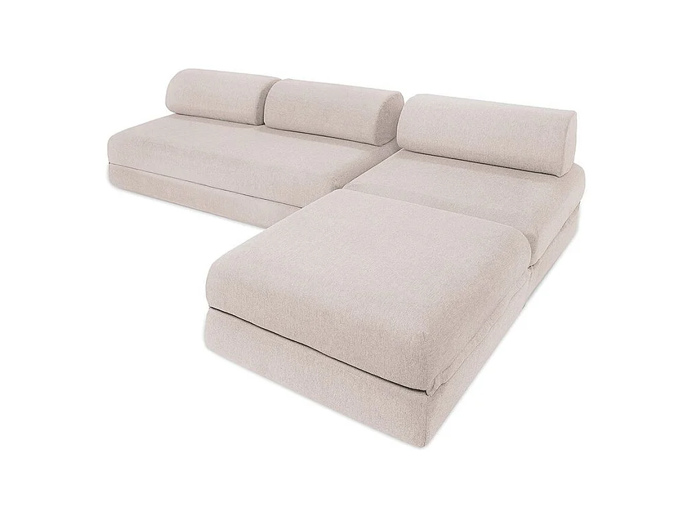 Canapé d'angle de jardin modulable et convertible 6 places - Tissu imperméable - Gris