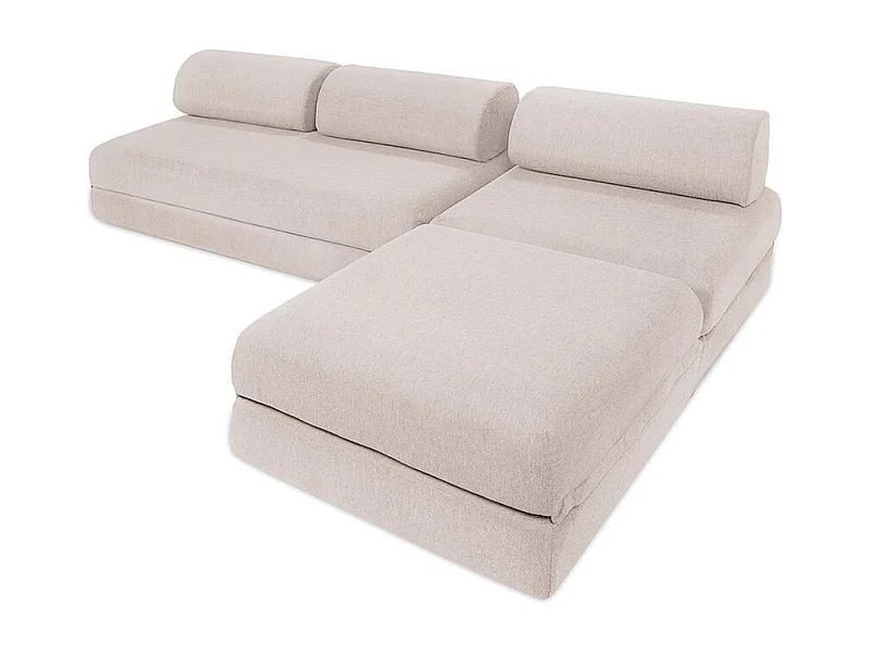 Canapé d'angle de jardin modulable et convertible 6 places - Tissu imperméable - Gris