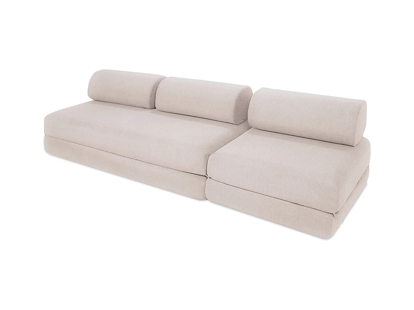 Canapé droit de jardin modulable et convertible 4 places - Tissu imperméable - Beige clair