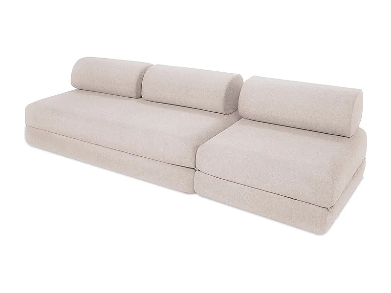 Canapé droit de jardin modulable et convertible 4 places - Tissu imperméable - Beige clair