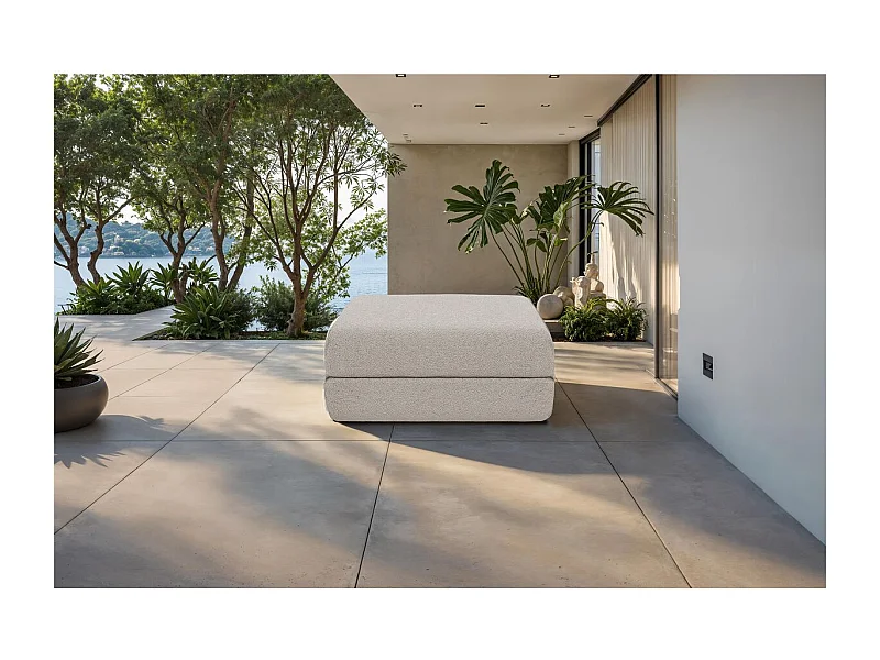 Pouf de jardin modulable et convertible - Tissu imperméable - Beige clair