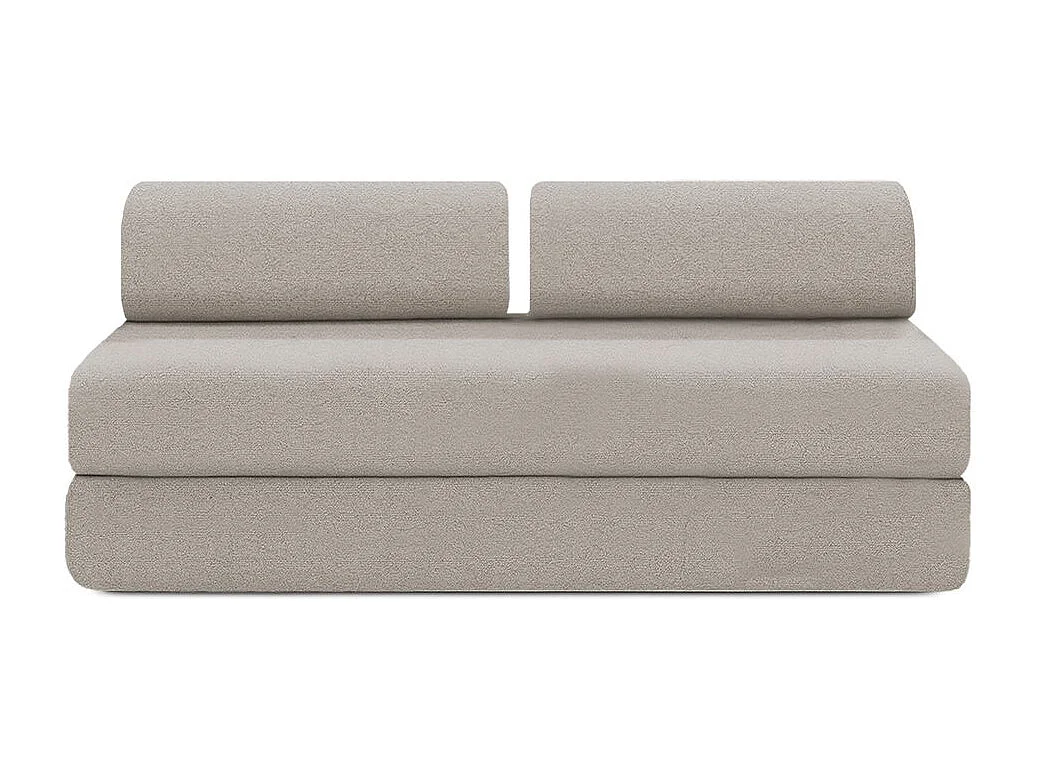 Canapé d'angle de jardin modulable et convertible 4 places - Tissu imperméable - Beige clair