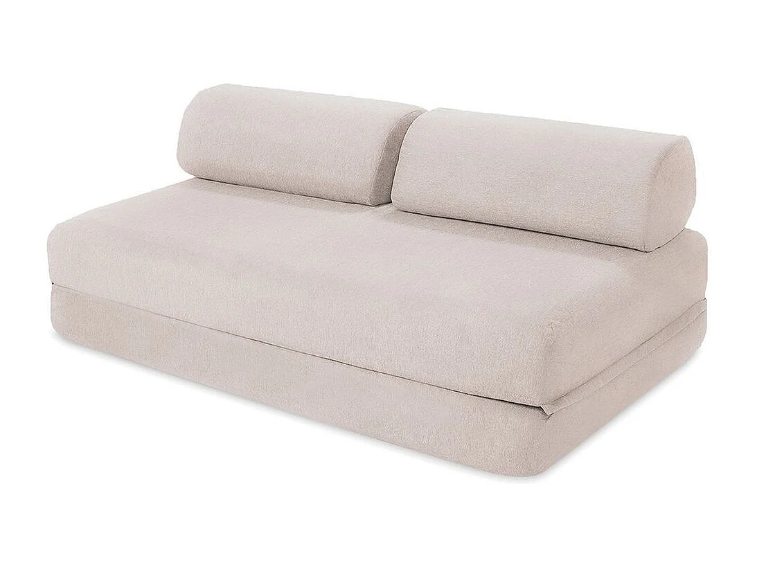 Canapé d'angle de jardin modulable et convertible 4 places - Tissu imperméable - Beige clair