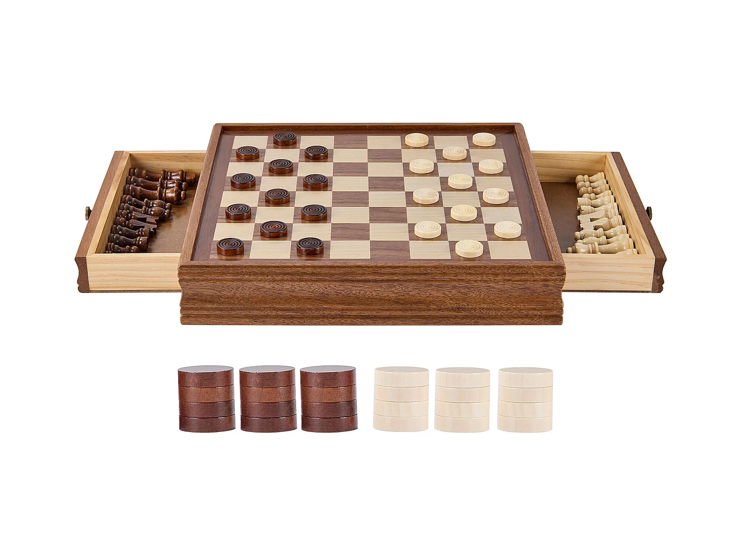 Schach- und Dame-Set SucceBuy, 38 cm, Tragbar mit Schublade, 2 in 1 für Erwachsene, Kinder, Fachleute, Anfänger
